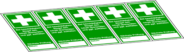 Sicherheitssiegel für Verbandkasten 70x30 - Bogen á 5 Stück