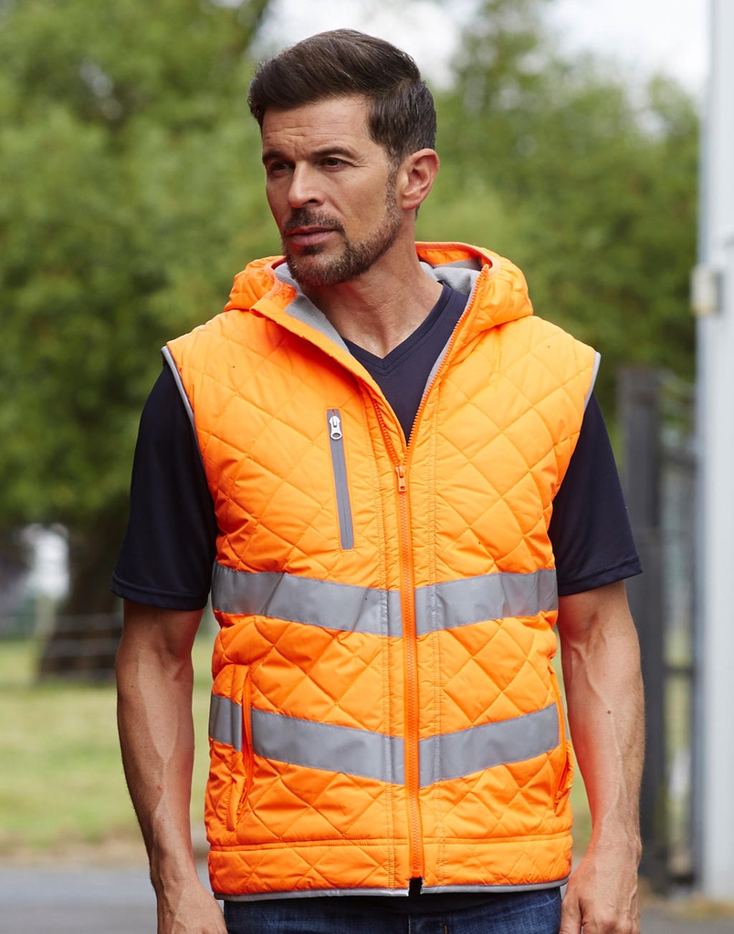 YOKO Workwear Fluo Kensington Hooded Gilet
