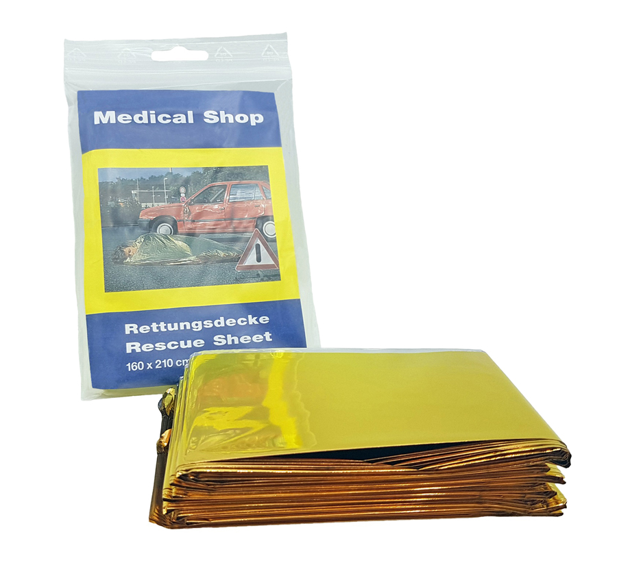 HOLTHAUS Medical Shop Rettungsdecke gold / silber 160 x 210 cm PZN: 4831583