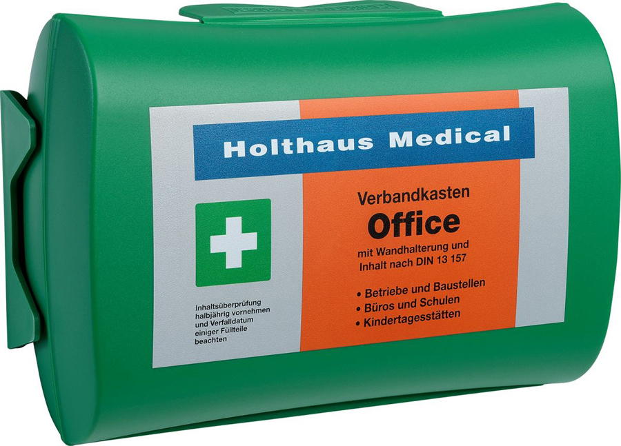 HOLTHAUS Office Verbandkasten mit Wandhalterung DIN 13 157 PZN: 702446