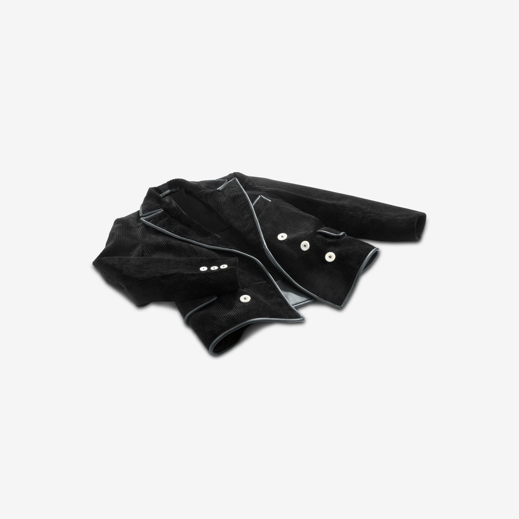 FHB GERHARD Zunftsakko Trenkercord Dreidraht mit Echtleder schwarz