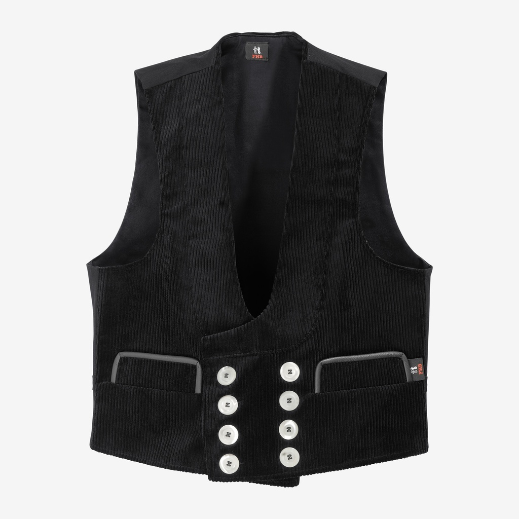 FHB FRITZ Zunftweste Trenkercord Dreidraht mit Echtleder schwarz