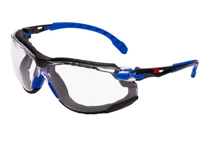 3M™ Solus™ Schutzbrille, Rahmen blau/schwarz, Scotchgard™ Antibeschlag-Beschichtung, klare Gläser, S1101SGAFKT-EU