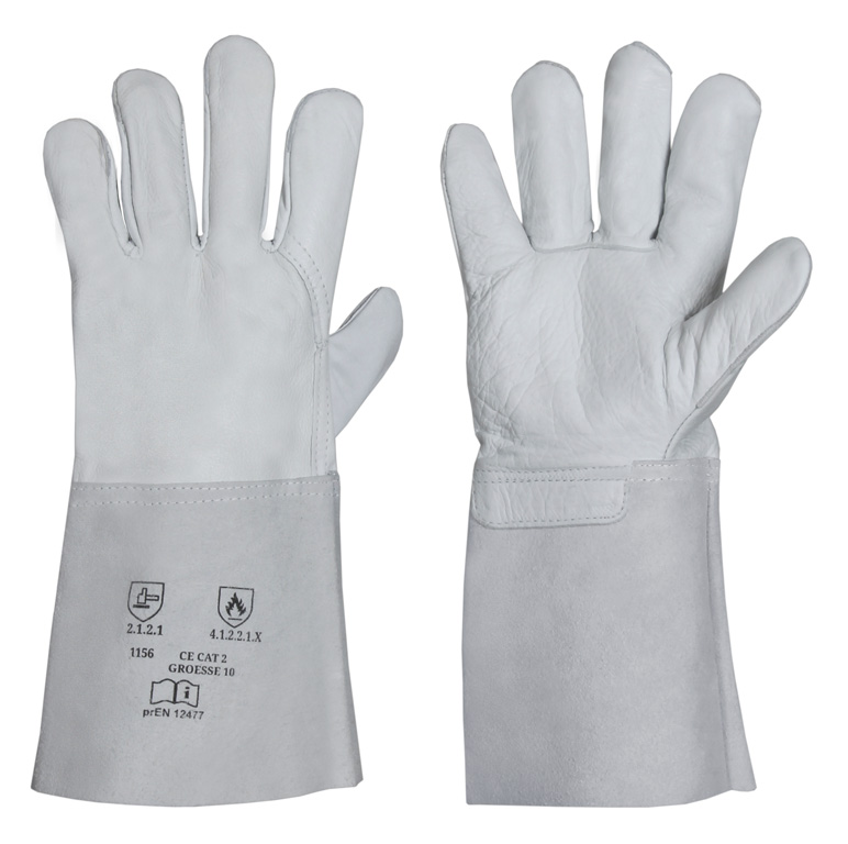 R.L. Nappaleder-Handschuh Länge 35 cm Spaltlederstulpe UVE 10 Paar CE CAT 2