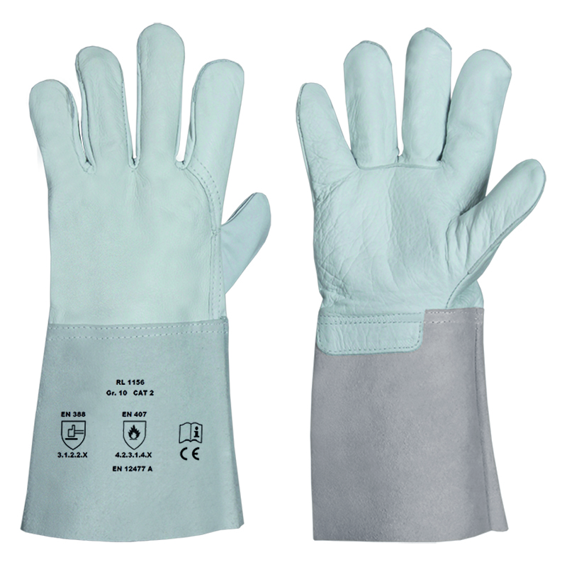 R.L. Schweißer Rindnarbenlederhandschuh gekederte Nähte