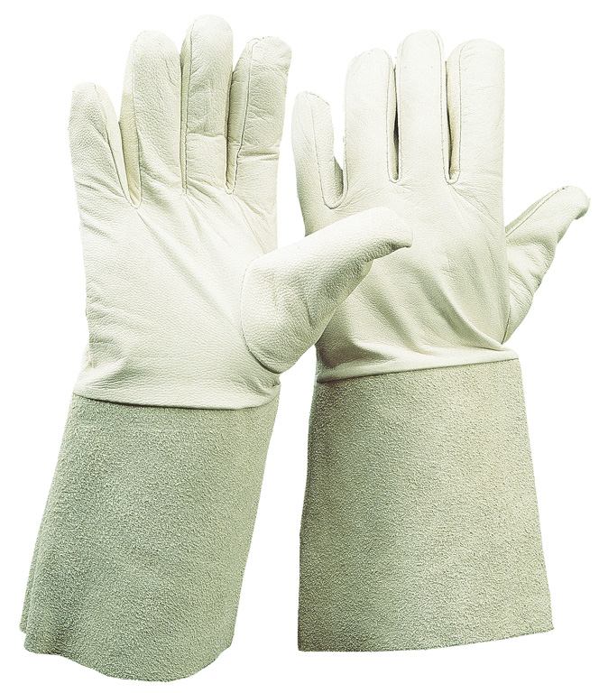 R.L. Schaf-Nappalederhandschuh mit Rindspaltleder-Stulpe