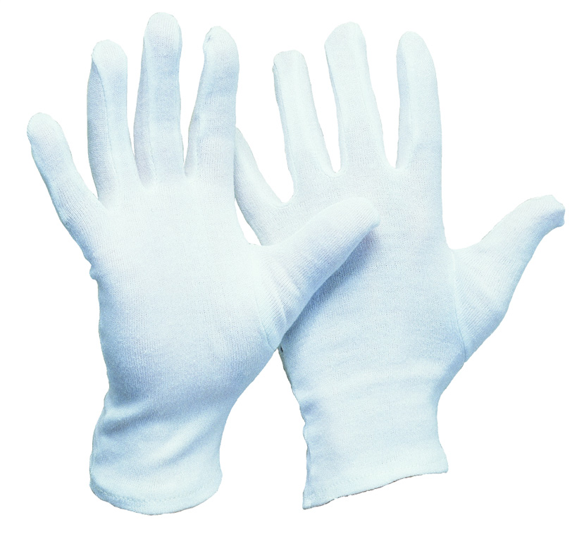 R.L. Baumwoll-Trikot-Handschuh weiß gebleicht Damengröße