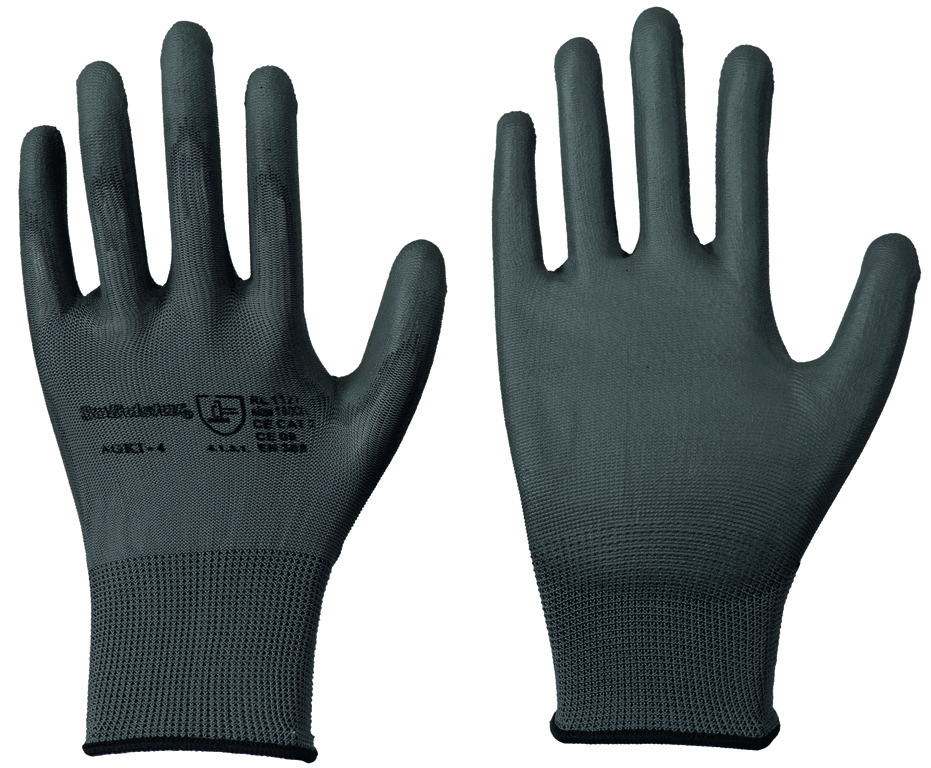 Solidstar® Nylon-Feinstrick-Handschuh mit PU-Beschichtung grau CE CAT 2