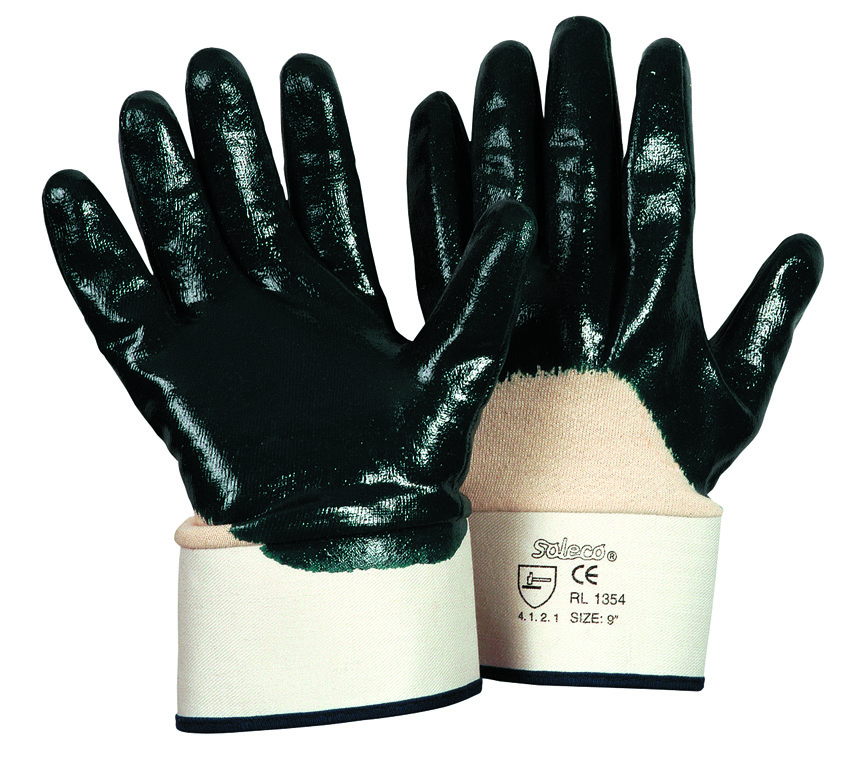 Soleco® Nitril-Handschuh blau Stulpe teilbeschichtet CE CAT 2
