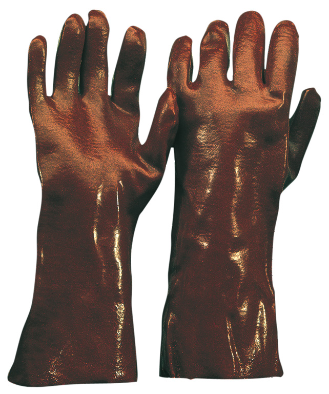 Solidstar® PVC-Handschuh rotbraun Länge 35 cm Typ A CE CAT 3