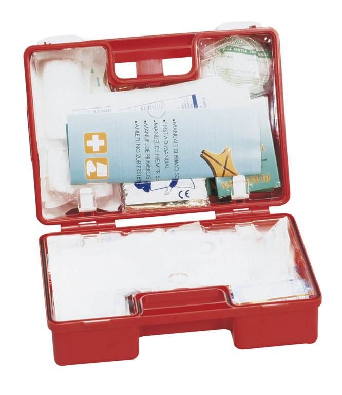R.L. LEINA Erste-Hilfe-Koffer QUICK gefüllt DIN 13157 mit Wandhalterung Maße 26 x 17 x 11 cm