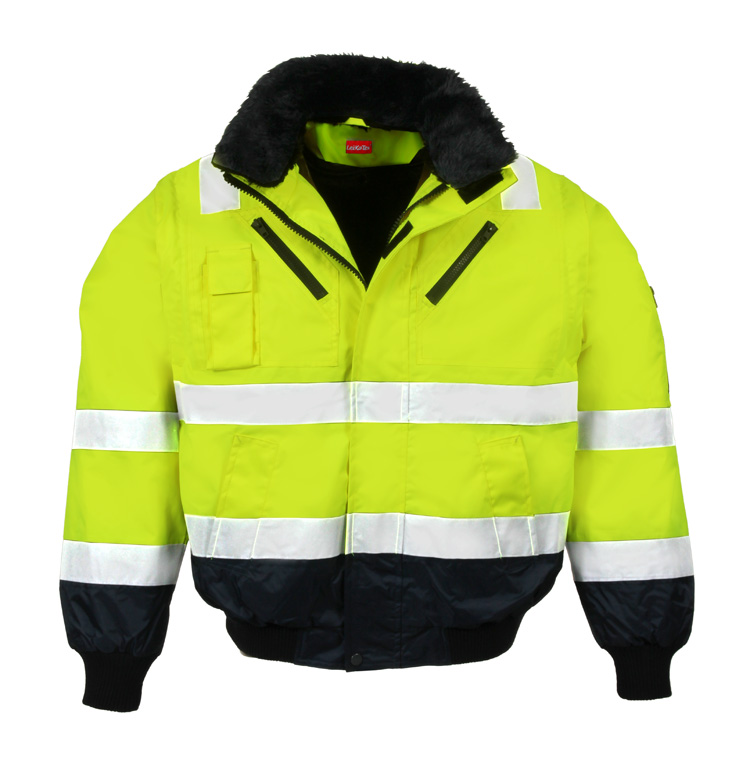 LeiKaTex® Multifunktionale Pilotenwarnschutzjacke nach EN ISO 20471 + EN 343 neongelb / marineblau