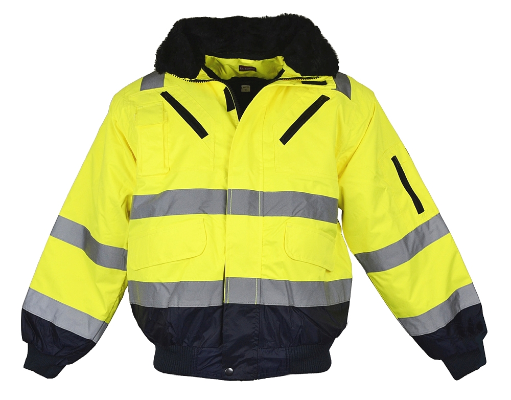 LeiKaTex® multifunktional Pilotenjacke Warnschutz neongelb/marineblau