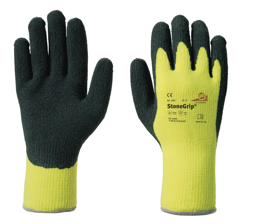 KCL 692 StoneGrip Handschuh | Kälteschutz, Latex, Acryl gelb-schwarz