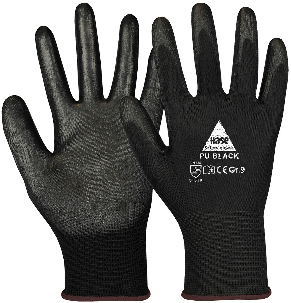 HASE Handschuhe Montage Feinstrick PU BLACK