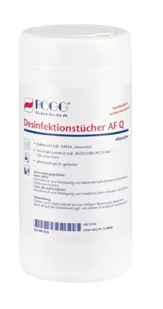 ROGG® gebrauchsf. Desinfektionstücher AFQ, alkoholfrei, 100 Tücher Spenderdose