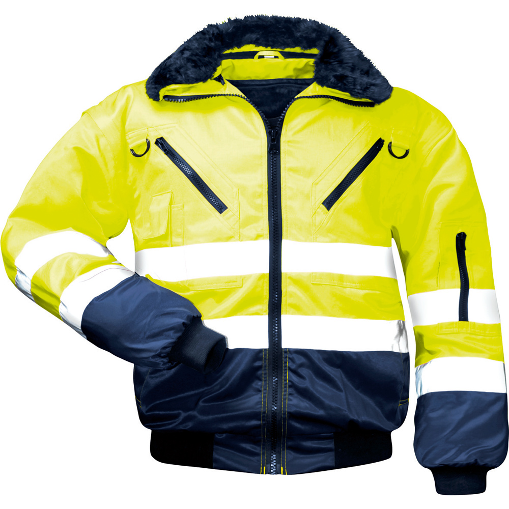 NORWAY *GUNNAR* WARNSCHUTZPILOTJACKE fluoreszierend gelb, marine abgesetzt