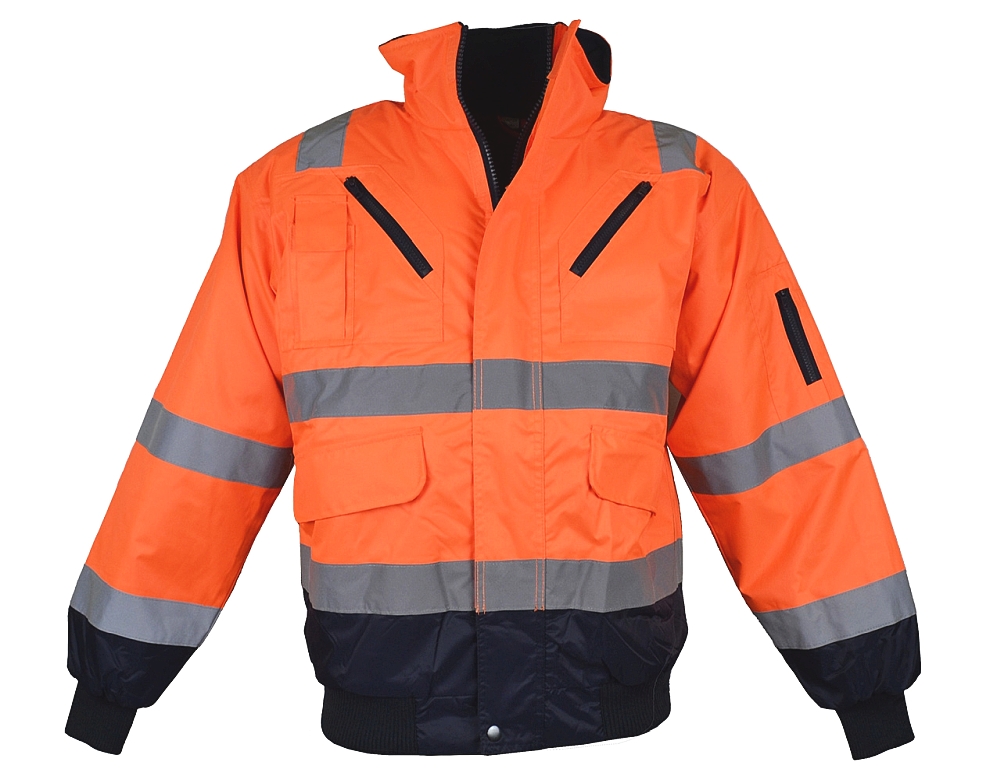 LeiKaTex® Pilotenjacke Warnschutz warnorange/marineblau