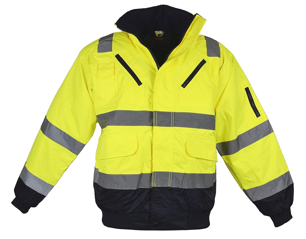LeiKaTex® Pilotenjacke Warnschutz neongelb/marineblau