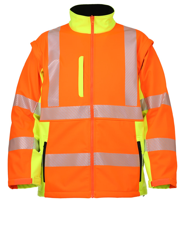 LeiKaTex® Softshell-Warnschutzjacke nach EN ISO 20471 warnorange / neongelb