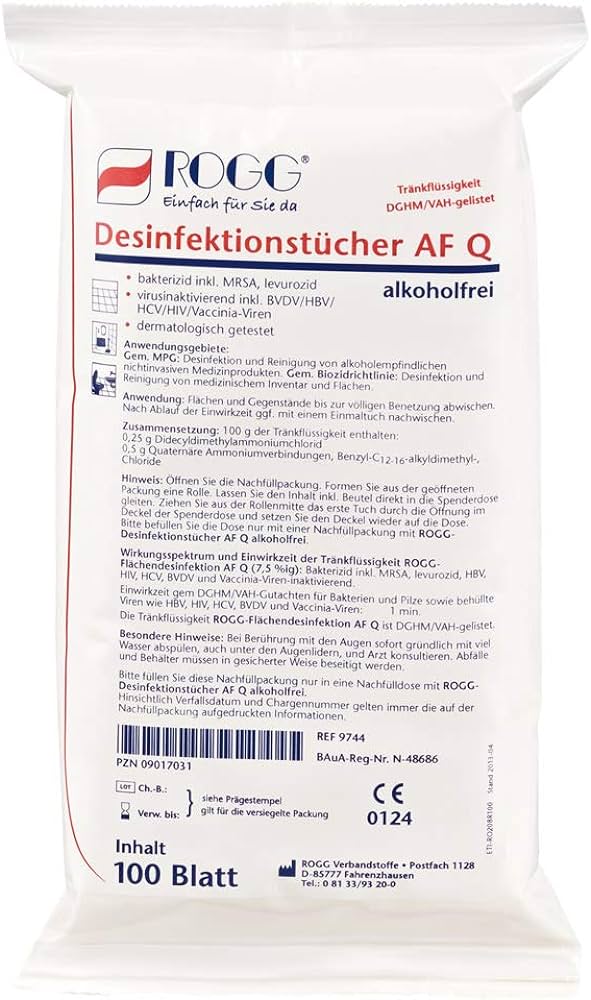 ROGG® gebrauchsf. Desinfektionstücher AFQ, alkoholfrei, 100 Tücher Nachfüllpack