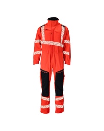[19519-236-22210-S] MASCOT® ACCELERATE SAFE unisex Overall mit Knietaschen (Hi-vis Rot/Schwarzblau, S)