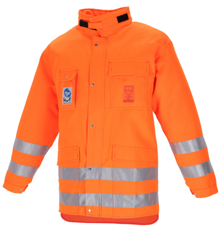 NI Forstschutz Standard FO Jacke warnorange mit Schnittschutz, Klasse 1 an Arm, Brust und Rücken
