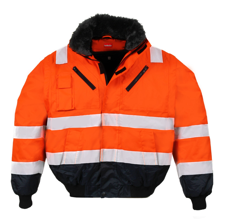 LeiKaTex® Multifunktionale Pilotenwarnschutzjacke nach EN ISO 20471 + EN 343 warnorange / marineblau