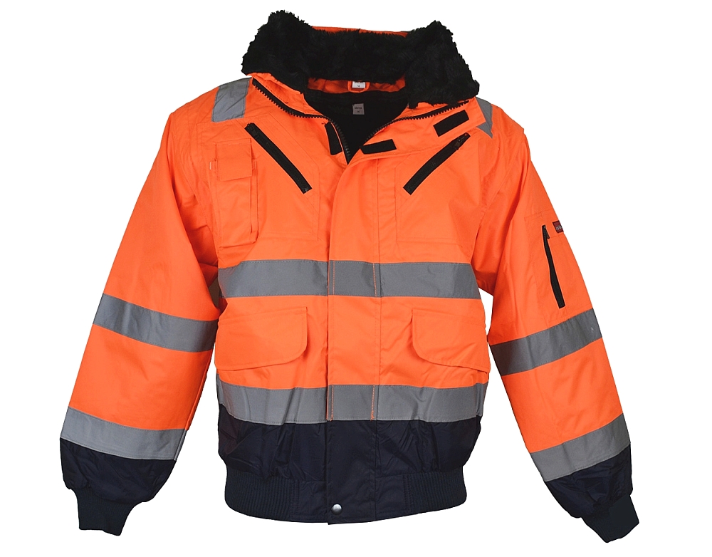 LeiKaTex® multifunktionale Pilotenjacke Warnschutz warnorange/marineblau