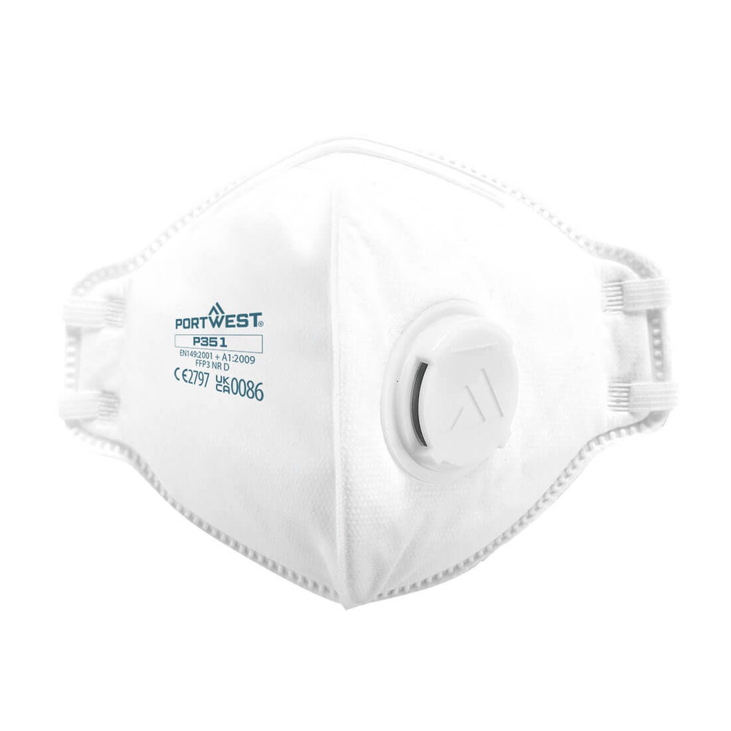 PORTWEST® FFP3 Ventilierte Dolomit-Faltbare Feinstaubmaske (20 Stück) - P351
