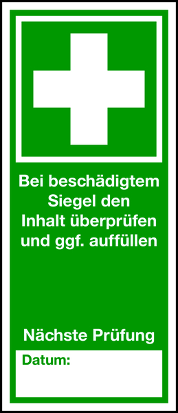 Sicherheitssiegel für Verbandkasten 70x30 - Bogen á 5 Stück