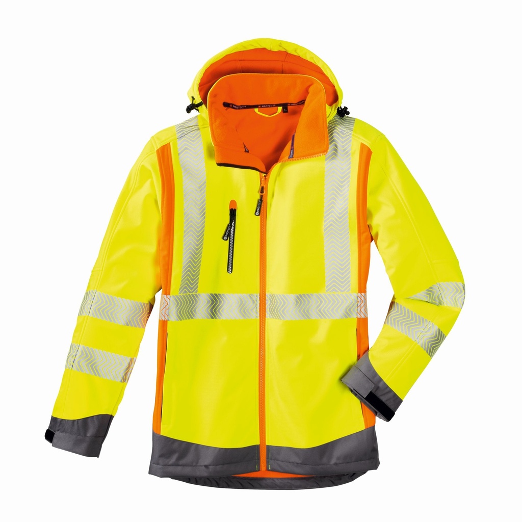 4PROTECT® Warnschutz-Softshelljacke HOUSTON leuchtgelb/leuchtorange