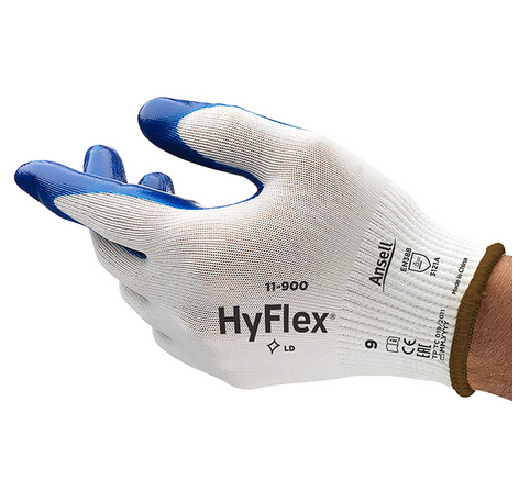Ansell 11-900 HyFlex® NBR|Nitril, Nylon blau-weiß