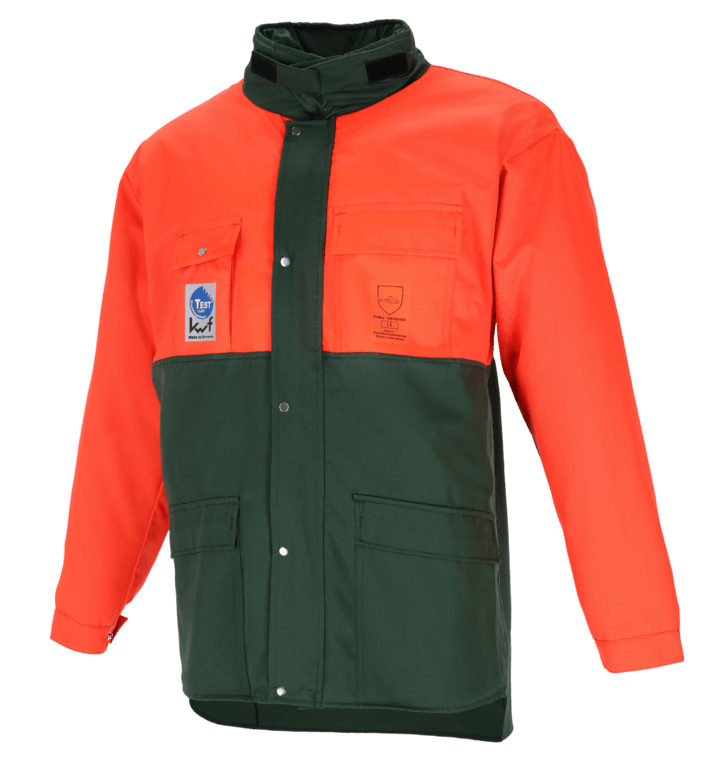 NI Forstschutz Standard FO Schnittschutz-Jacke Arm, Brust, Rücken und Bauch grün-orange