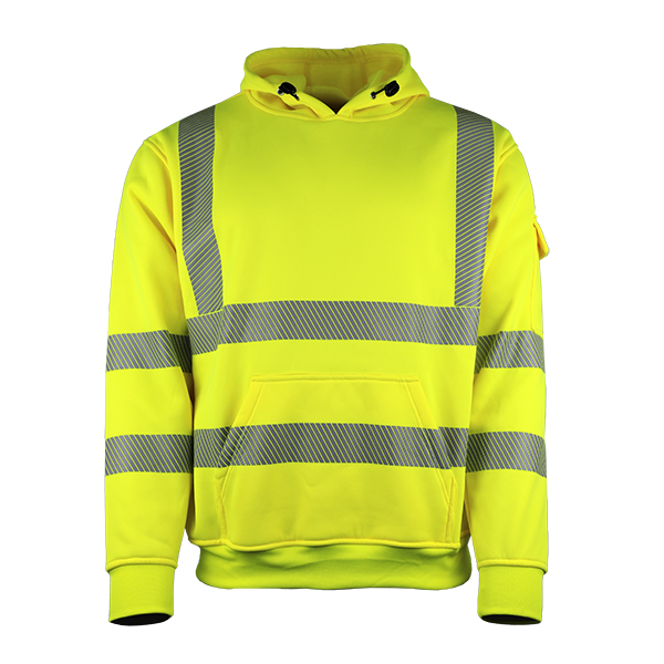 LeiKaTex® HOODIE Kapuzen-Sweatshirt Warnschutz neongelb