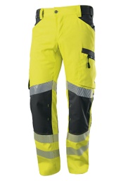 [2040-844-6656-54l] BProtected® Hi-Vis Stretch Warnschutz-Stretch-Hose mit Knietaschen 2040-844 (warngelb/anthrazit, 54l)