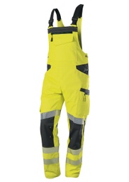 [2041-844-6656-52/54l] BProtected® Hi-Vis Stretch Warnschutz-Stretch-Latzhose mit Knietaschen 2041-844 (warngelb/anthrazit, 52/54l)