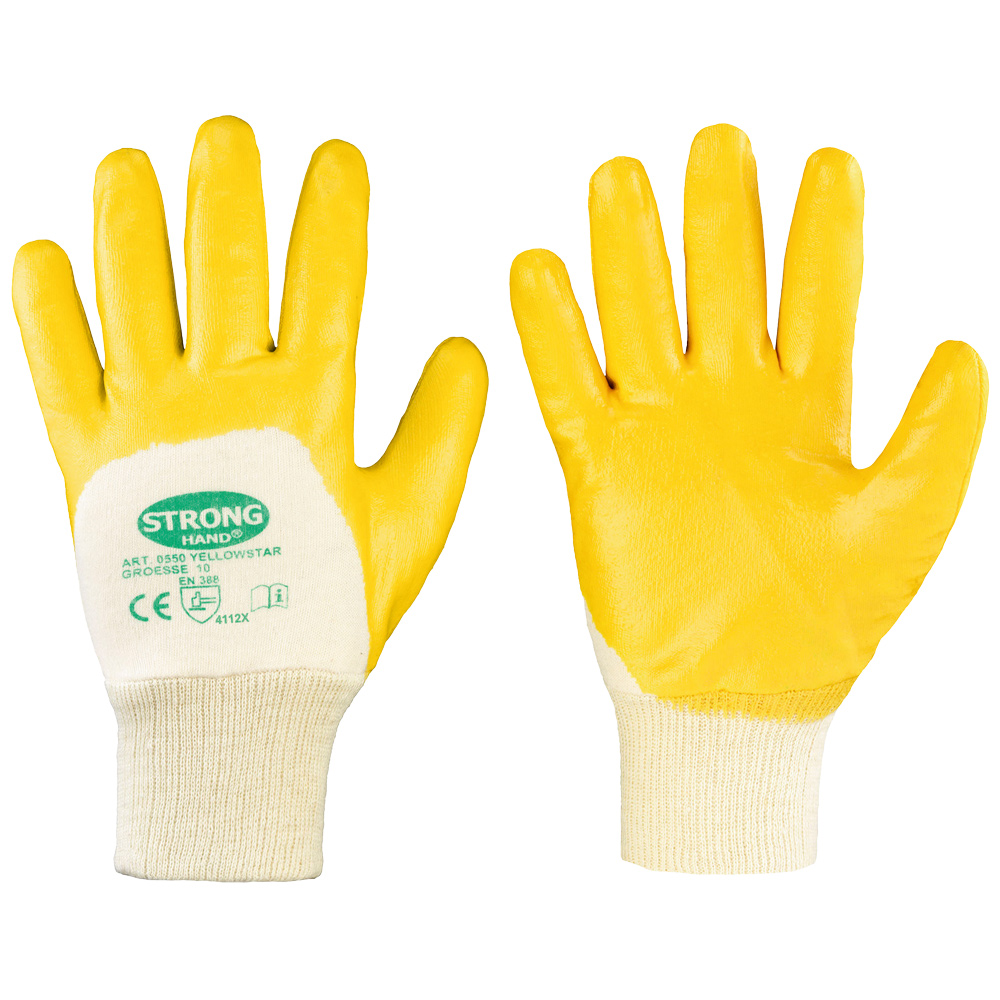 STRONG HAND® *YELLOWSTAR* Nitril gelb HANDSCHUHE Strickbund