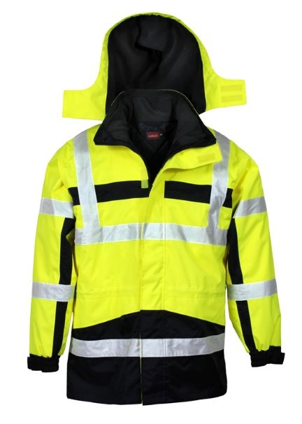 LeiKaTex® STONEFIELD 4-in-1-Parka Warnschutz neongelb/marineblau