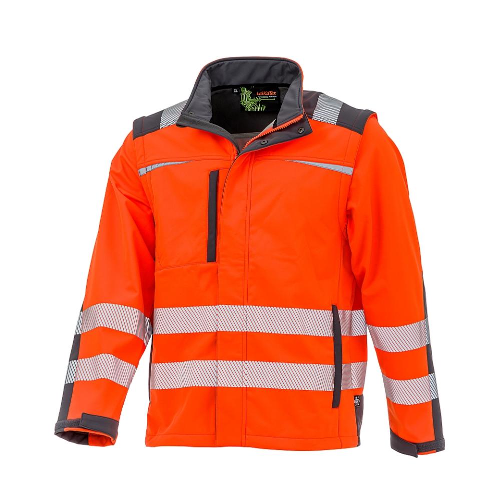 LeiKaTex® BRIGHT LINE Softshelljacke Warnschutz warnorange/grau
