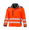 LeiKaTex® BRIGHT LINE Warnschutz-Softshelljacke EN ISO 20471 warnorange/grau