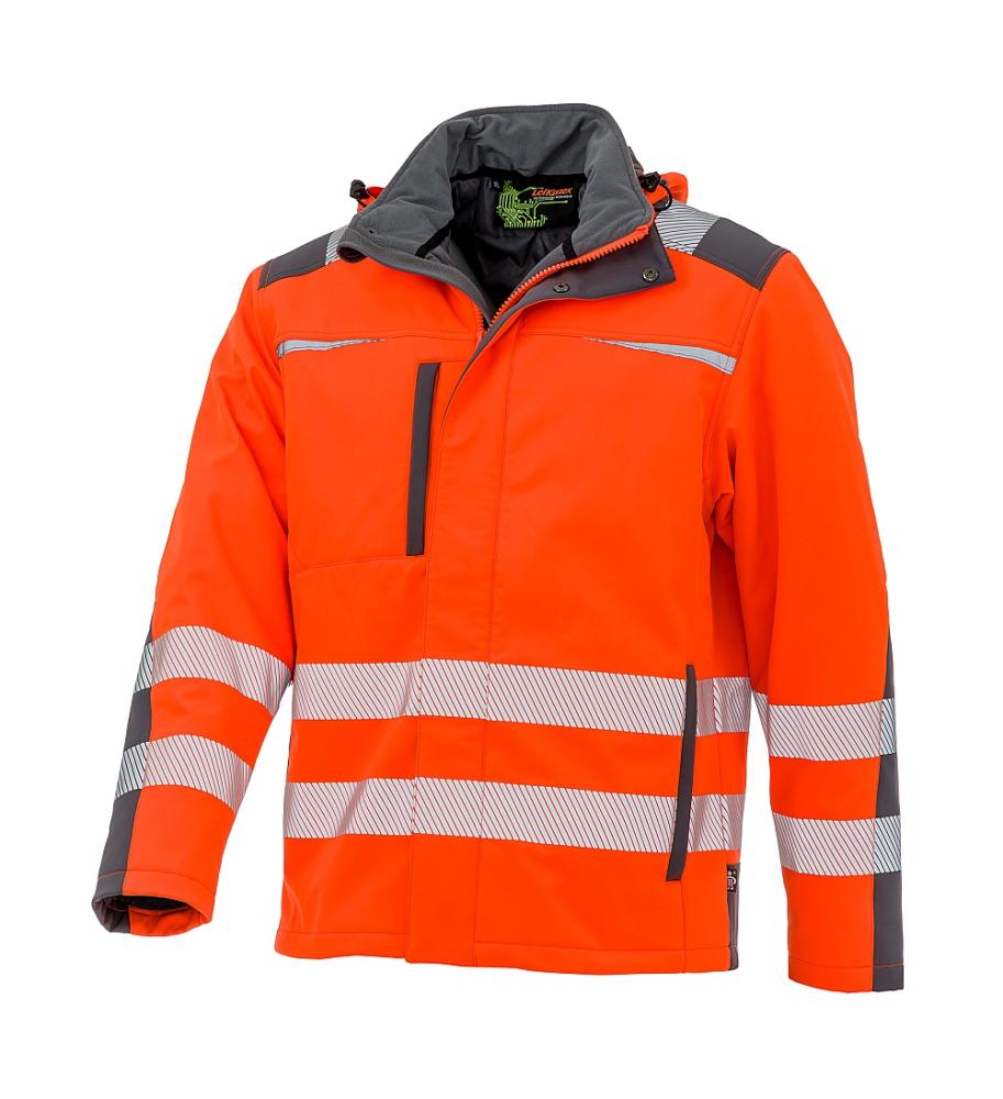 LeiKaTex® BRIGHT LINE Winter-Softshelljacke Warnschutz warnorange/grau