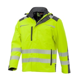 [490830-XXXL] LeiKaTex® BRIGHT LINE Winter-Softshelljacke Warnschutz neongelb/grau (XXXL)