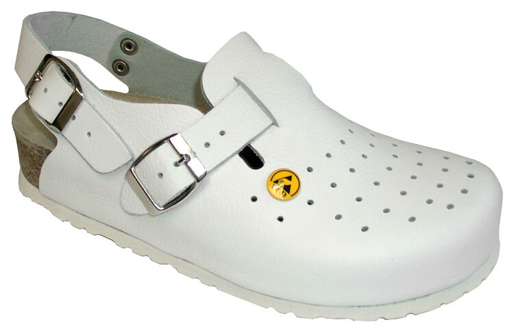 vitaform Clog 3593 ESD mit feststehenden Fersenriemen und Keilfußbett, perforiertes Obematerial