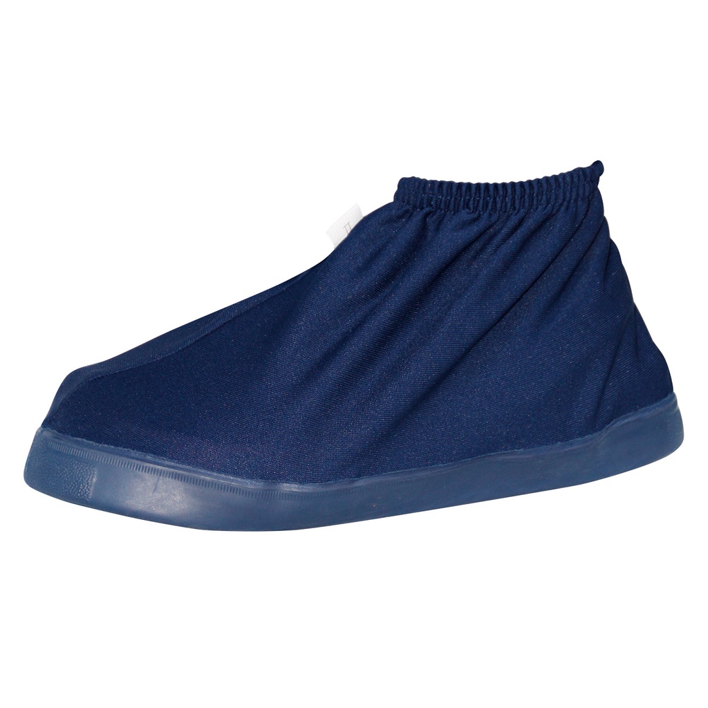Polyester-Überschuh blau mit Gummi-Laufsohle