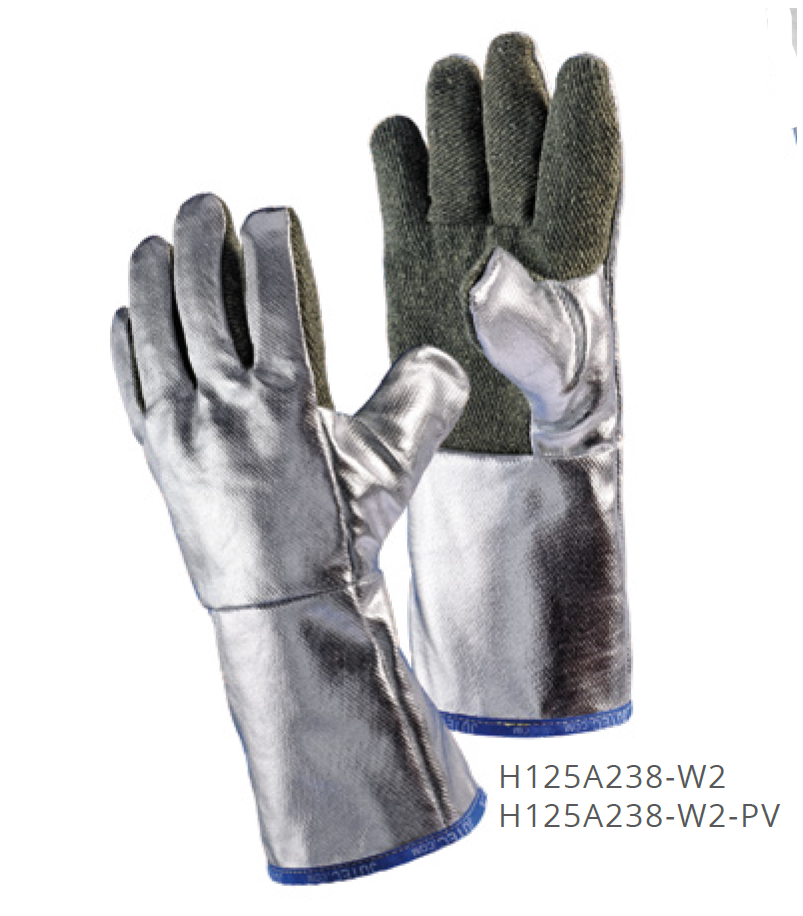 JUTEC® 5-Fingerhandschuh aus Preox-Aramidgewebe | aluminisiert | PV-Isolierung | 38 cm