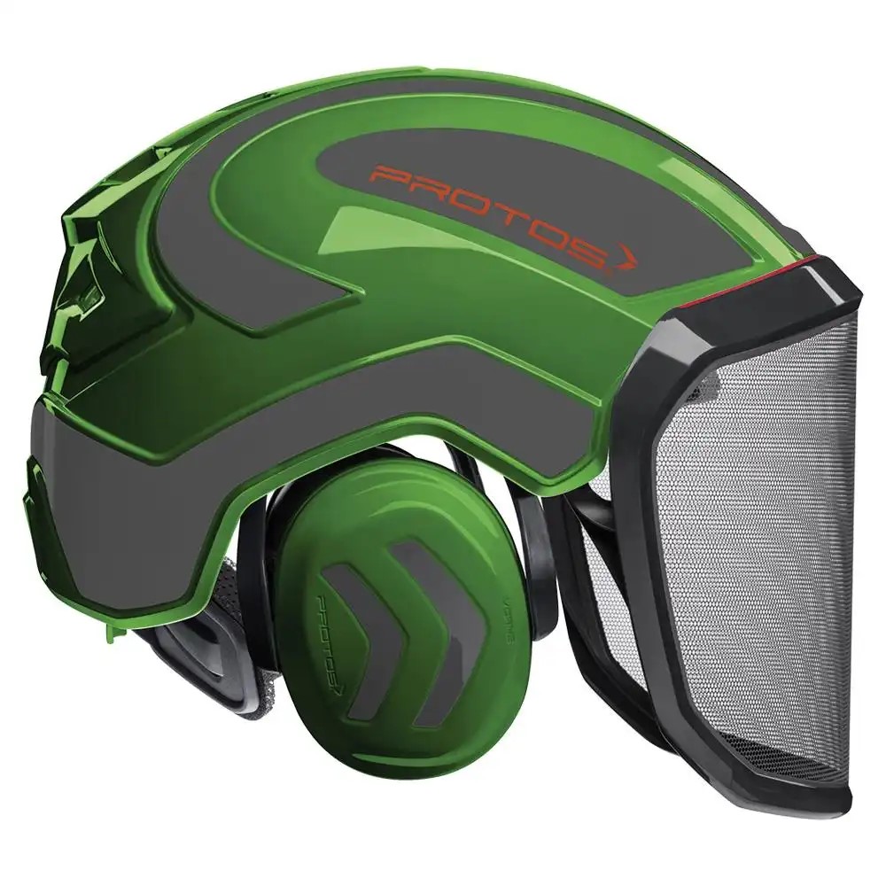 PROTOS Kopfschutz-Kombination grün/grau grobes Visier G16