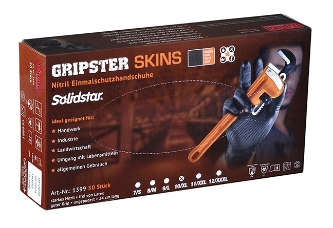 Solidstar® GRIPSTER Nitril-Einmalschutzhandschuh schwarz