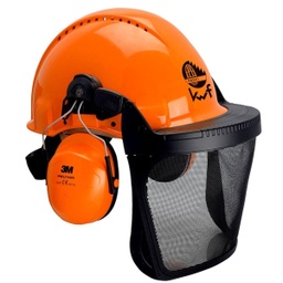 [3MO315B] 3M™ G3000 Kopfschutz-Kombination 3MO315B in Orange mit H31P3E Kapseln, Visier 5B Polyamid, Ratschensystem, Leder-Schweißband, KWF-Logo