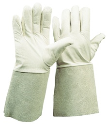 [001159] R.L. Schaf-Nappaleder-Handschuh mit Rindspaltleder-Stulpe Länge 35 cm CE CAT 2